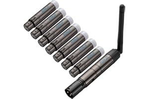 JERRAY 8Pcs DMX Wireless 7 Female Receivers &1 Male Transmitter Control 2.4G Dfi DJ Short version for Led Stage PAR Party Light… (Black)