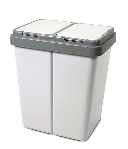 Alpfa Müllbehälter 2 x 30 Liter Duo Bin Grau Granit Made In Europe Inkl. 2 Ersatzfedern