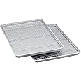 Amazon Basics Ceramic Nonstick Baking Sheets & Cooling Rack Set, Non-Toxic, Half Sheet Size, 2-Pack, Gray