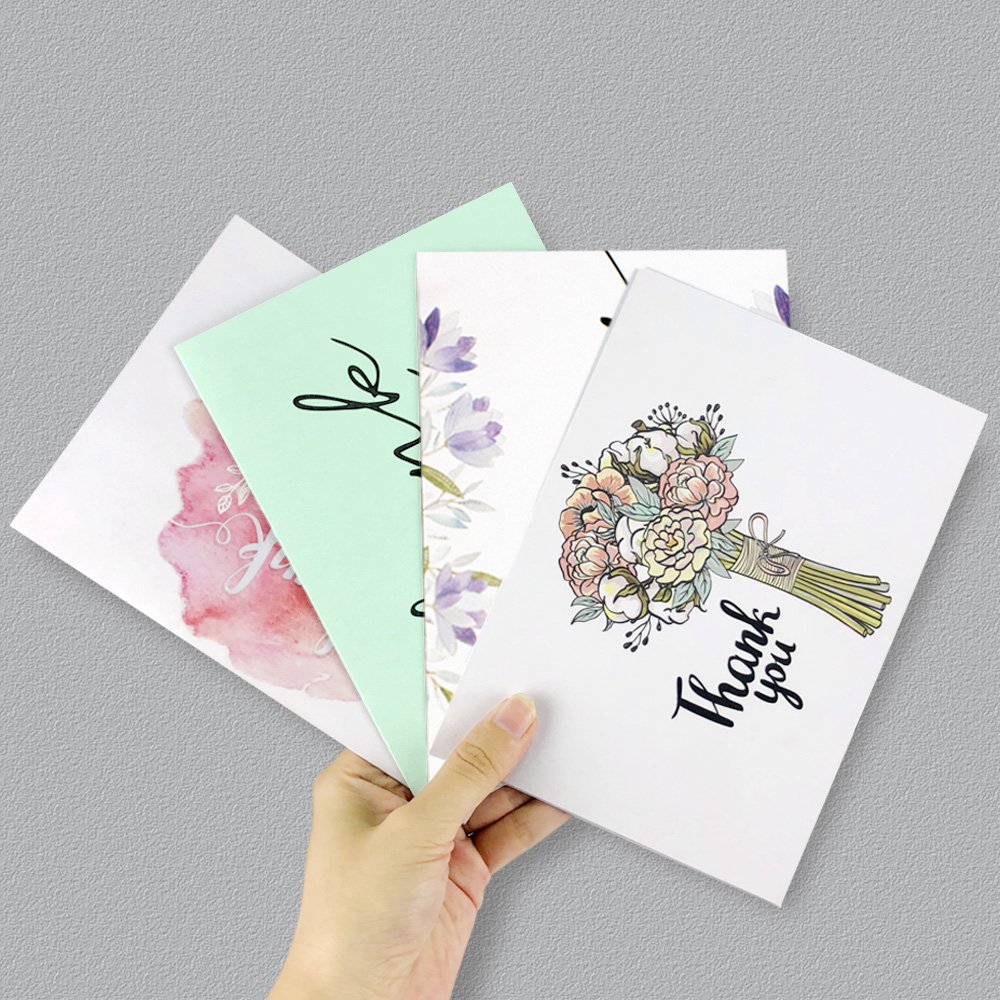 LATIT Blank Thank You Cards, Boxed Cards, 20 Bulk Greeting Card with Envelopes, Assorted 4 Designs Cards, Occasions for Her/Him/Kids/Teacher/Boss/Friend/Father/Mother/Family, 5 x 7 Inches