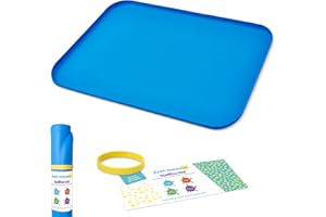 Just Messin' Silicone Art Mat for Crafts, Legos, Slime, Resin, Paint & Jewelry-Making, Table Protection with Raised Sides to Contain Mess, Non-slip Heat Resistant, 12”x18” Mat with high .6" Edge, Blue
