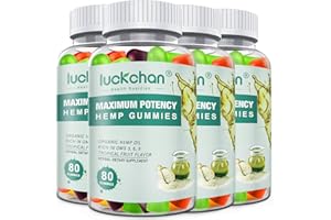 LUCKCHAN (4 Packs) Hemp Gummies High Potency - Pure Extra Strength Organic Hemp Oil Gummies - 100% Natural Bear Hemp Gummy for Adults, Made in USA