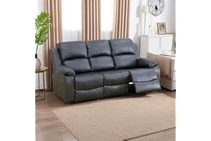 A Ainehome Luxury Recliner Sofa Living Room Furniture Set Reclining Couch Rv Sofa Chair Loveseat Recliner Couches for Living Room/Small Space/Office/Theater Seating(A-Black Leather, Sofa)