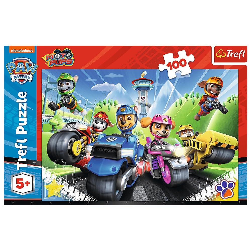 Trefl Paw Patrol on Motorbikes – 100 Piece Jigsaw Puzzles for Kids – Paw Patrol Puzzle for Children – For Ages 5+