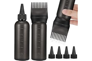 Pimoys Hair Oil Applicator Bottles Dye Brush for Women Scalp, Hair Color Products Things with Root Comb Hair Dye Tools, Black 2 Pack