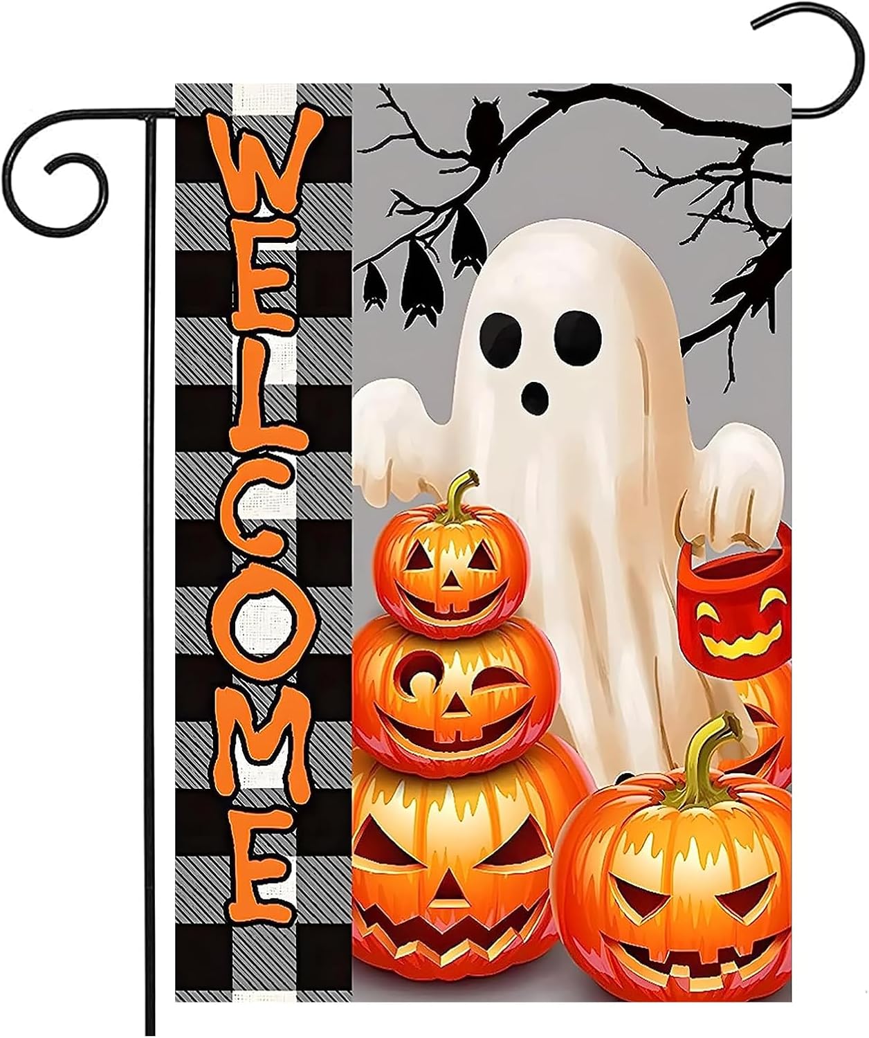 Flags - Welcome Garden Flags 12x18 Double Sided for Outside, Halloween Yard Flags for Outdoor Decor, Pumpkin Spooky Garden Flag Porch Decorations