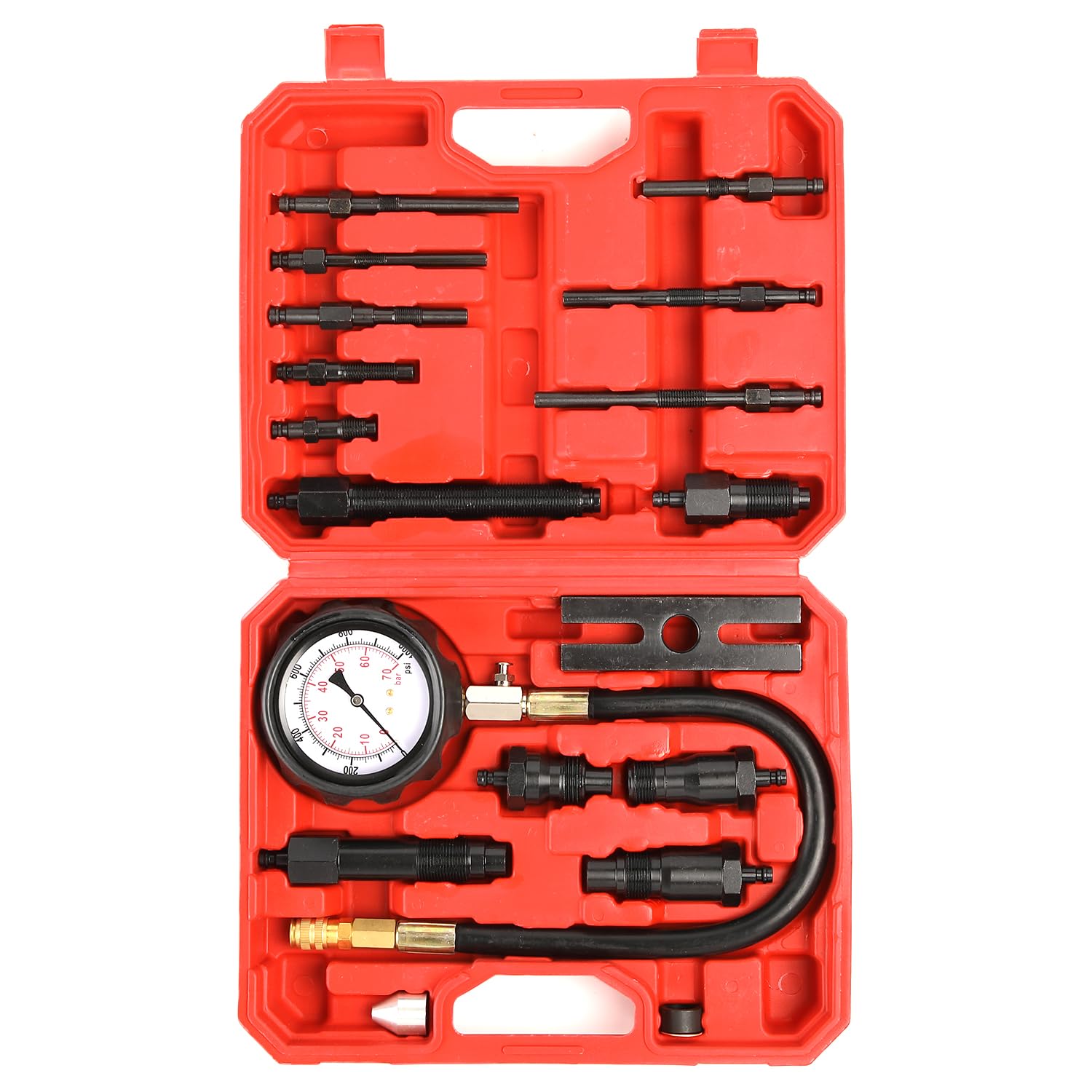 Photo 1 of Yonligonju 17pc Diesel Engine Compression Tester Kit, Diesel Compression Tester Cylinder Pressure Gauge for Diesel Cars and Trucks(red)
