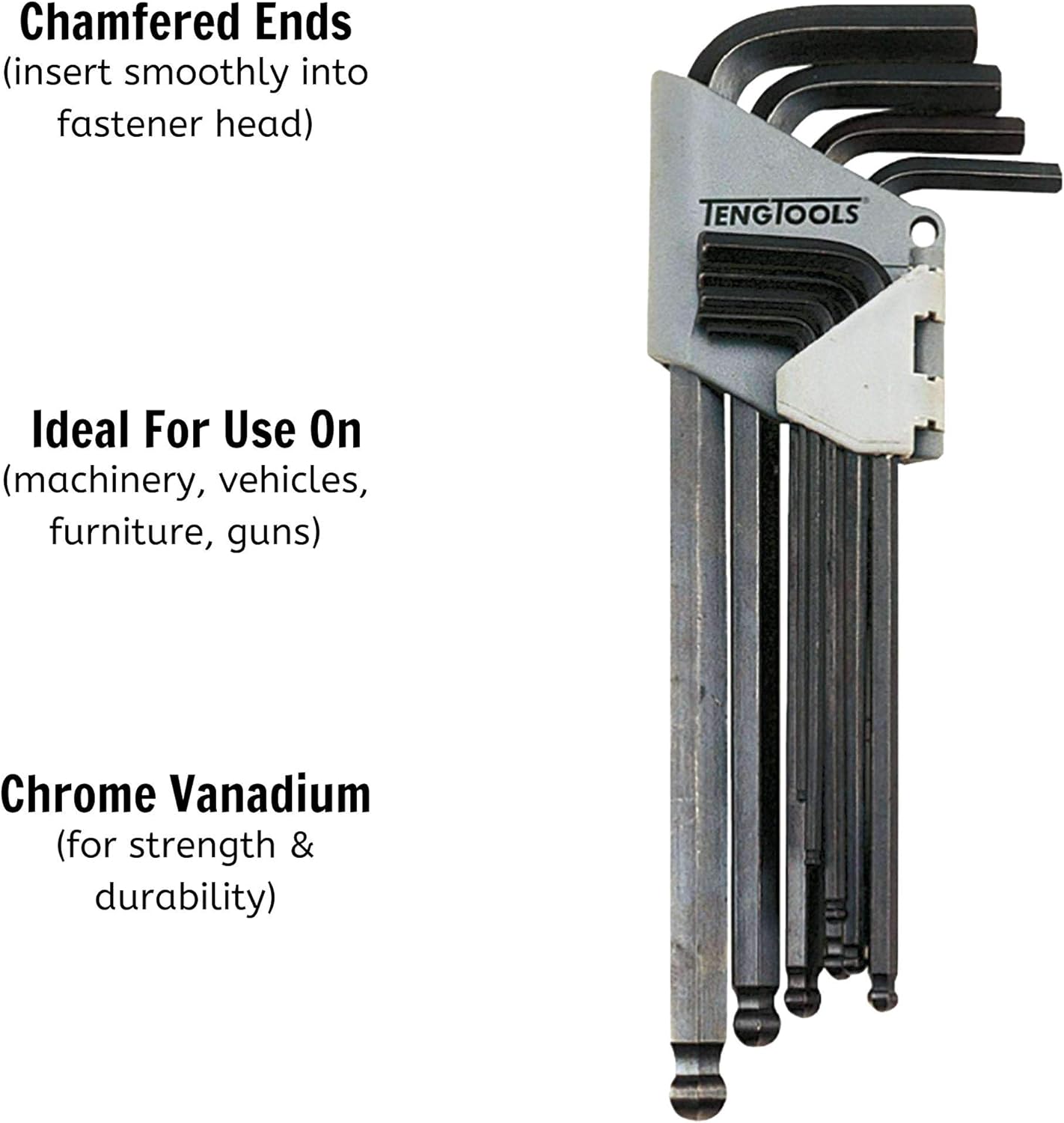 Teng 1479AF 9 Imperial 5/ 64-3/ 8-inch Ball-Point Hex Key Set, Black,chrome - Image 4