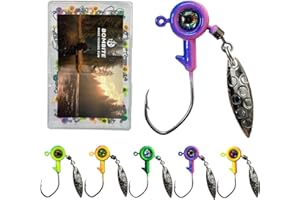 Bombite Crappie Jigs with Spinner - 1/32 oz, 1/16 oz, 1/8 oz Underspin Jig Heads for Crappie, Panfish, Bass - 40pcs