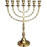 Salomons Menorah Brass 4898B, high 18",7 Branch, Menorah Candles, Menorah from Israel, The holy Land -Jerusalem