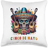 Sugar Skull Day Of The Dead Dia De Los Muertos Cinco De Mayo Throw Pillow