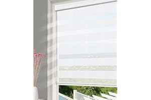 Homebox Zebra Blinds for Indoor Windows, Window Shades, Roller Window Shades Light Filtering Sheer Light Control 43 Inch Blinds for Kitchen Bathroom, 43" W x 72" H White