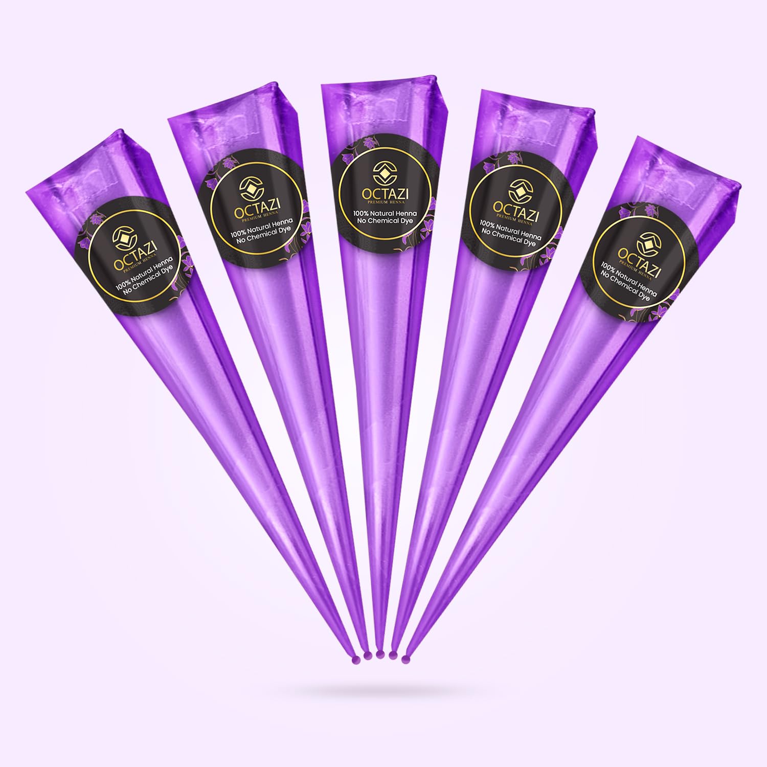 OCTAZI Henna Cones Brown Indian Mehendi Cones For Temporary Body Art Tattoo Mehindi All Natural Organic Herbal Pure Mehndi Henna Paste Cone For Festival, No Chemicals, No Dyes, Ready To Use (6 Cones)