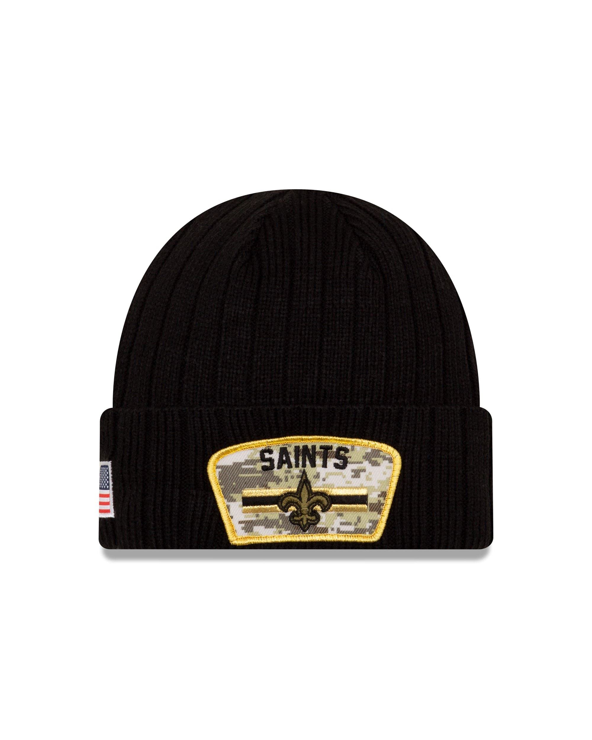 New Era New Orleans Saints NFL On Field 2021 Salute to Service Knit Black Beanie - One-Size