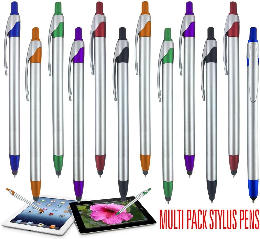 Stylus for Touch Screens Pen with Ball Point Pen,for Universal Touch Screen Devices, for Phones, Ipads,Tablets, iPhone, Samsung Galaxy etc. Assorted Colors (Silver 6 Pack)