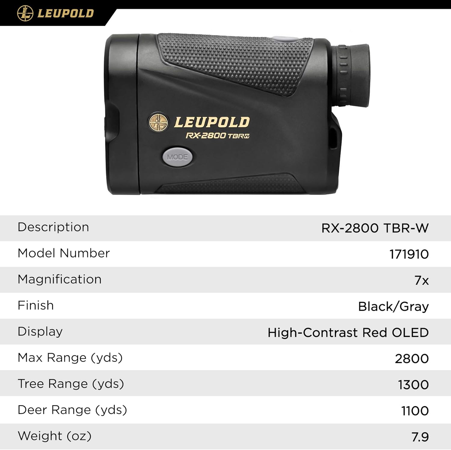 Leupold RX-2800 TBR Laser Rangefinder Black, 7x : Sports & Outdoors