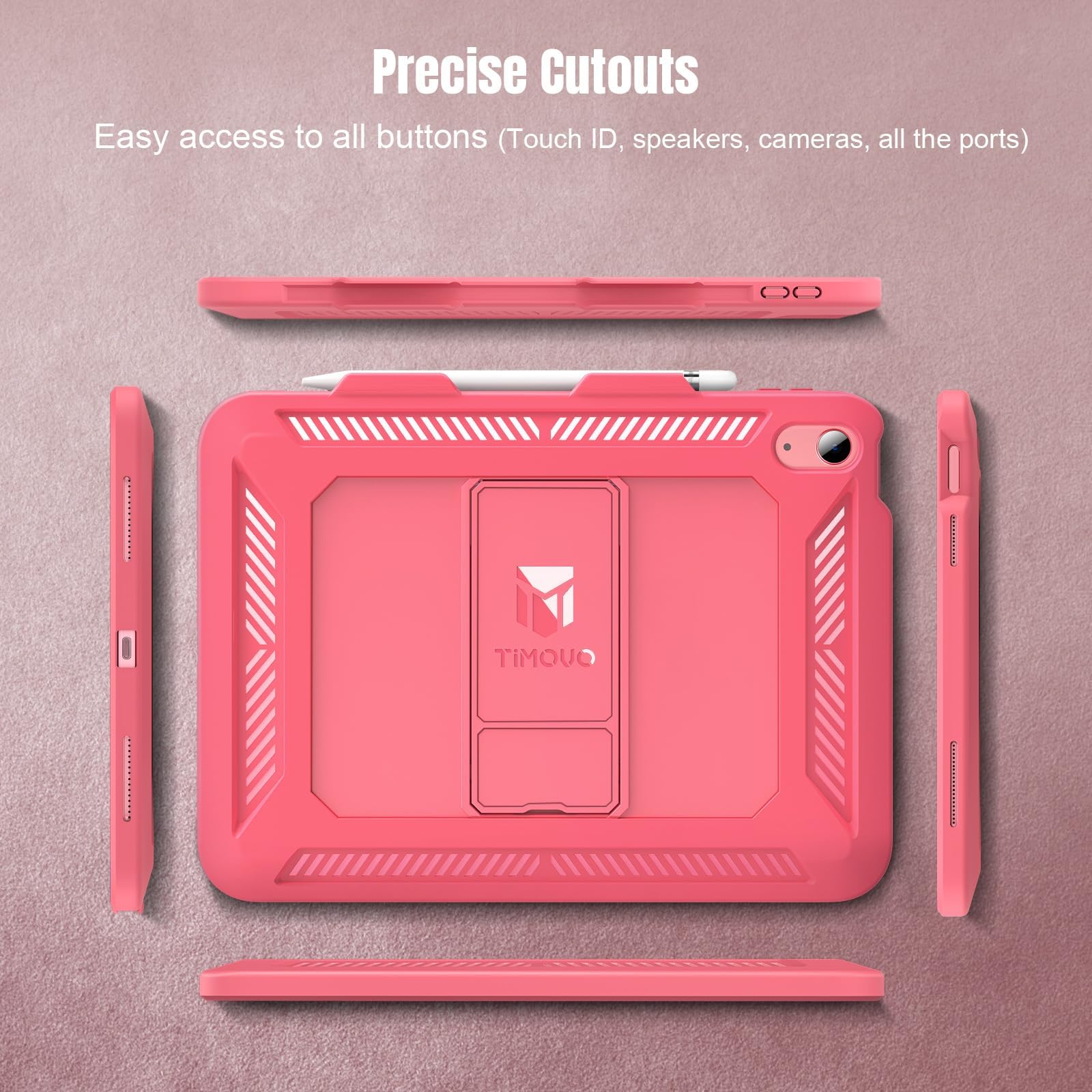 TiMOVO Case for iPad (A16) 11th Generation 11 Inch 2025, iPad 10th Generation Case 2022 with Screen Protector, Heavy Duty Shockproof Rugged Protective Cover, Watermelon Pink