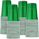 Mimorou Green 200 Pack 16 oz Plastic Cups Bulk, Disposable Party Plastic Cup for St Patricks Mardi Gras Wedding Stackable Beverage Drinking Tumbler Heavy Duty for BBQ Birthday Baby Shower Graduation