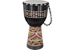 BGMUSER Djembe Drum for Adults,African Drum 10'' x 20'' Mahogany Goatskin Drumhead Hand Drums for Beginners (Black)
