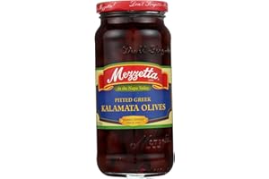 Mezzetta Pitted Greek Kalamata Olives - Rich Purple Olives from Greece for Mediterranean Recipes & Snacking - Convenient Pitted Olives for Easy Use - Succulent and Delicious - 9.5 Oz Jar - Pack of 6