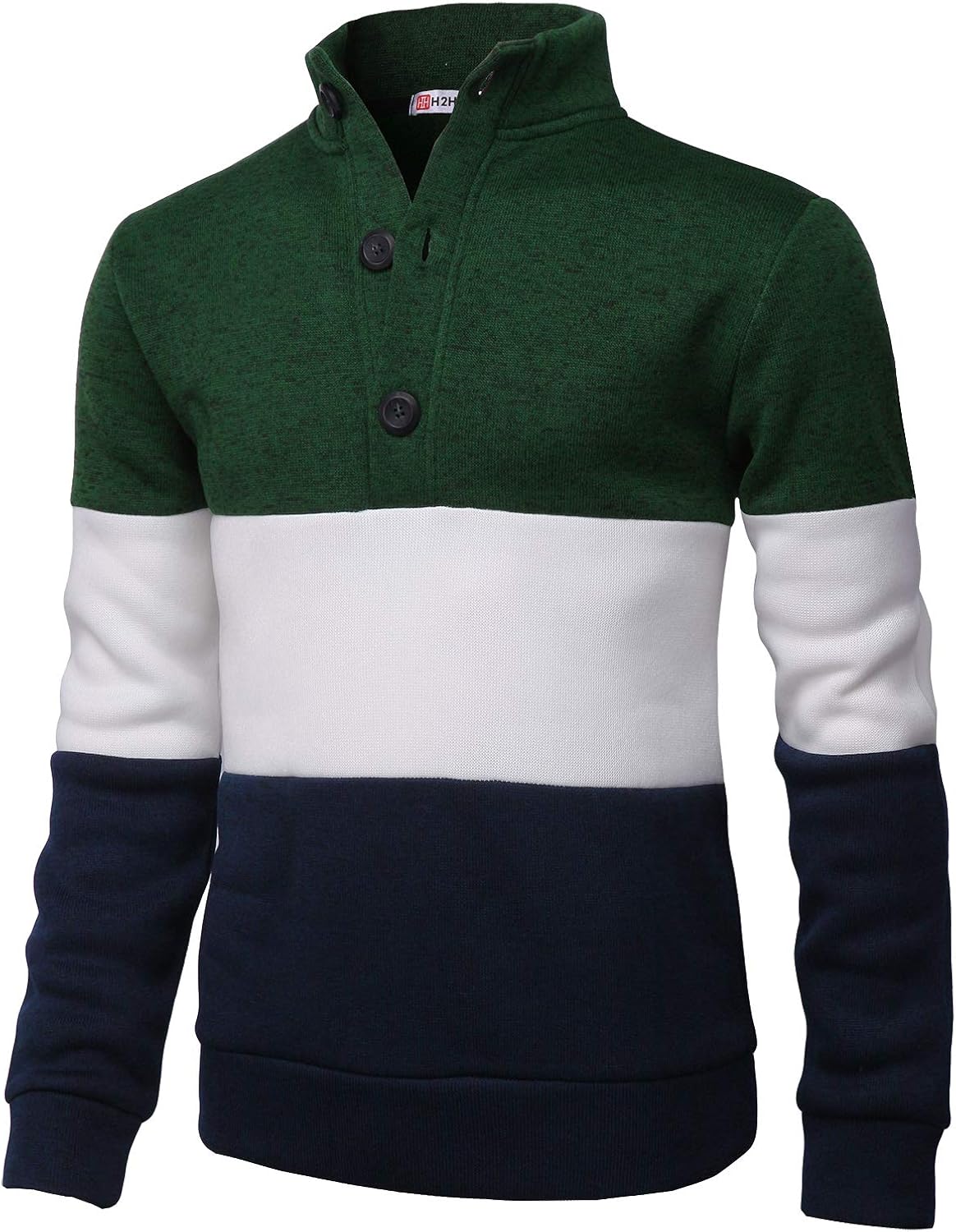 H2H Mens Casual Slim Fit Pullover Sweatshirts Knitted T-Shirts Thermal Napping Inside