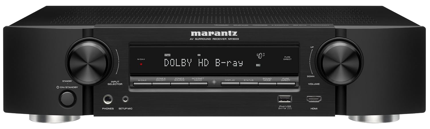 Marantz NR1603 Slim Line 7.1 Channel 3D Pass Through Networking Home Theater Receiver with AirPlay (Black) (Discontinued by Manufacturer)