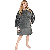 Tirrinia Blanket Hoodie for kids, Oversized Wearable Blanket, Cartoon Hooded Sherpa Lined Blanket, Gift for Kids Teens, Youth. Grey