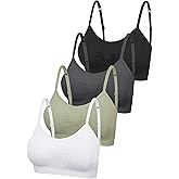 SATINIOR 4 Pieces Bralette Neck Cami Bra Wireless Tank Top Sports Bra for Women