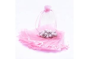 DoGeek 60 Mix Color Organza Gift Bags Medium 10 x 15CM Drawstring Jewelry Pouches Wedding Party Favour and Candy Bags (Pink, 