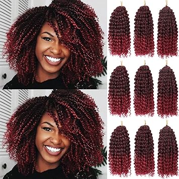 Amazon Com Pack Of 9 Marlybob Crochet Braids Hair Ombre Burgundy