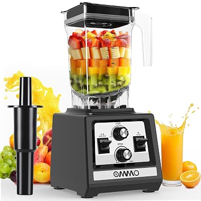 OMMO Blender for Smoothies: 1800W Peak Blenders for Kitchen, 68oz BPA-Free Pitcher, Timer & Speed Control, 6 Stainless Steel Blades, Dishwasher Safe Blender for Ice Crush/Smoothies/Frozen Drinks/Black