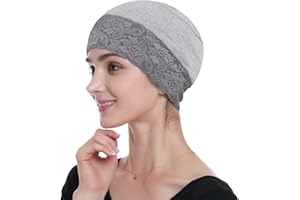 Alnorm Bamboo Sleep Beanie Cap Head Coverings for Women Hair Loss