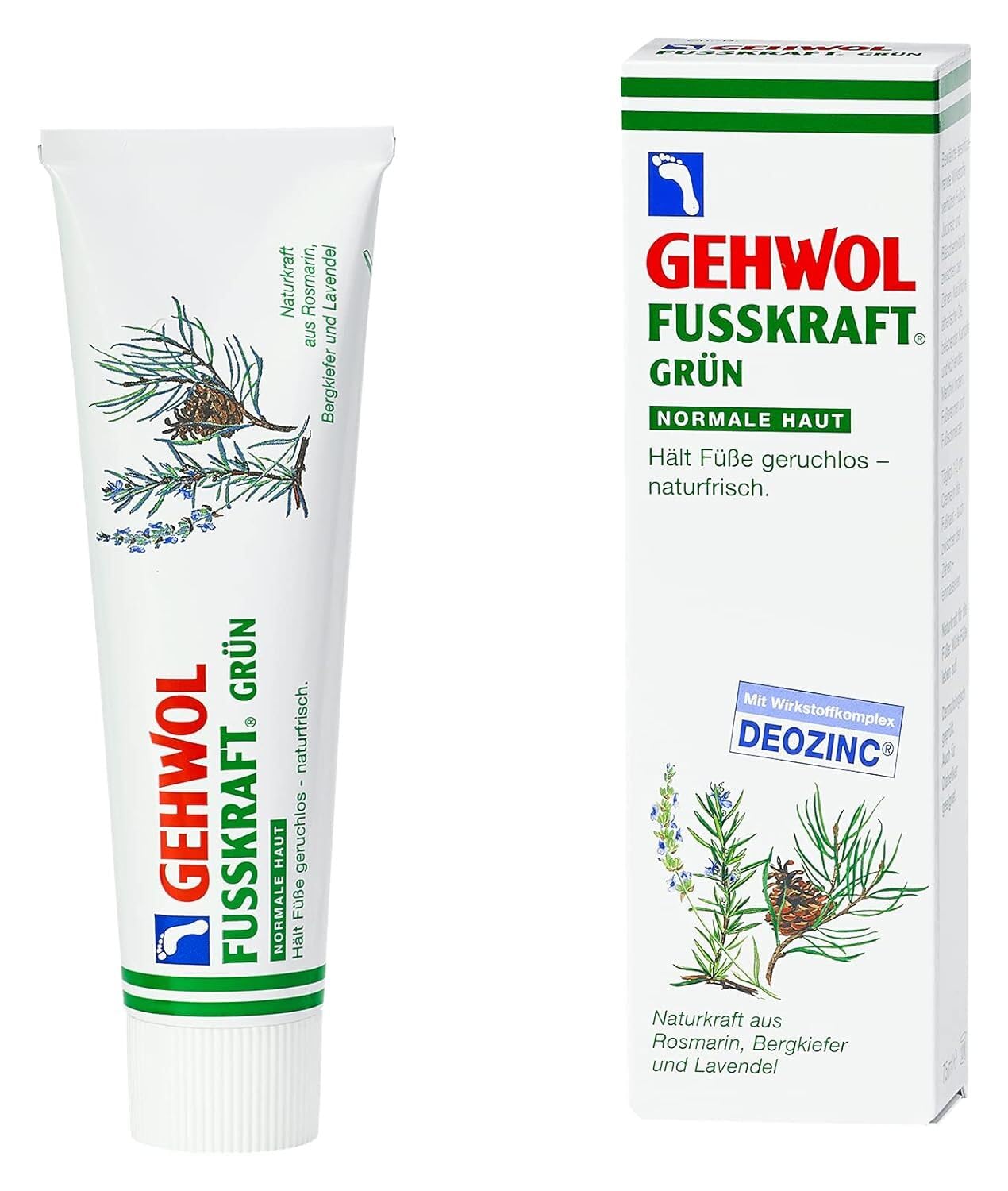Gehwol Fusskraft® Green for Normal Skin Refreshing Foot Cream Helps Prevent Foot Odour 125ml Tube