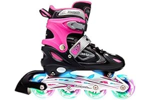 Xino Sports Kids Inline Skates for Girls & Boys - Adjustable Skates with LED Illuminating Light Up Wheels - Youth Skates for Indoors & Outdoors