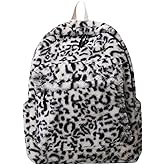 HOKMAH Fashion Backpack y2k Purse Backpack, Cute Fuzzy Daypack Grunge Alt Emo Shoulder Bag Cheetah Chic Coquette Harajuku Bag (White Cheetah)