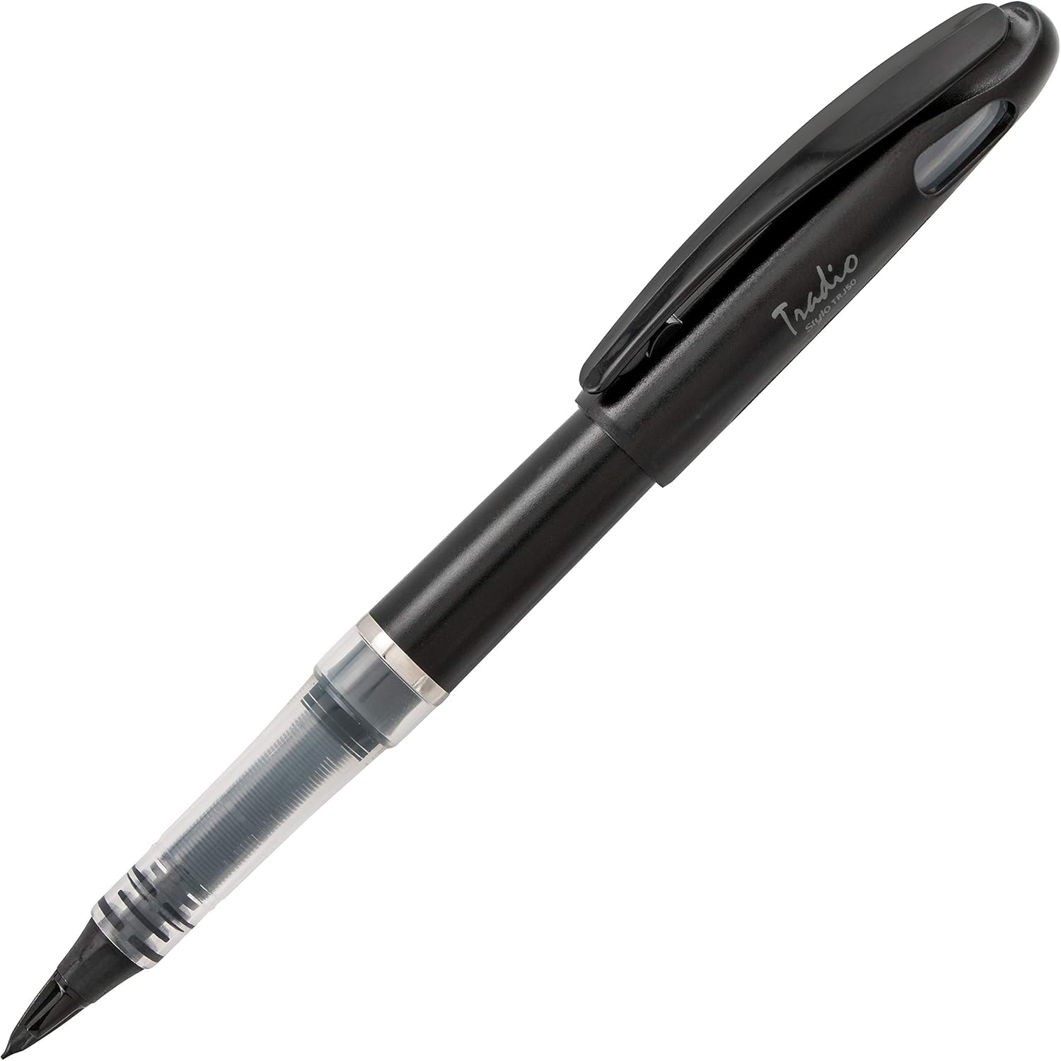 Pentel Tradio Fountain Refillable Black Ink Pen - Black Barrel (Pack of 12), 1 count (Pack of 12)