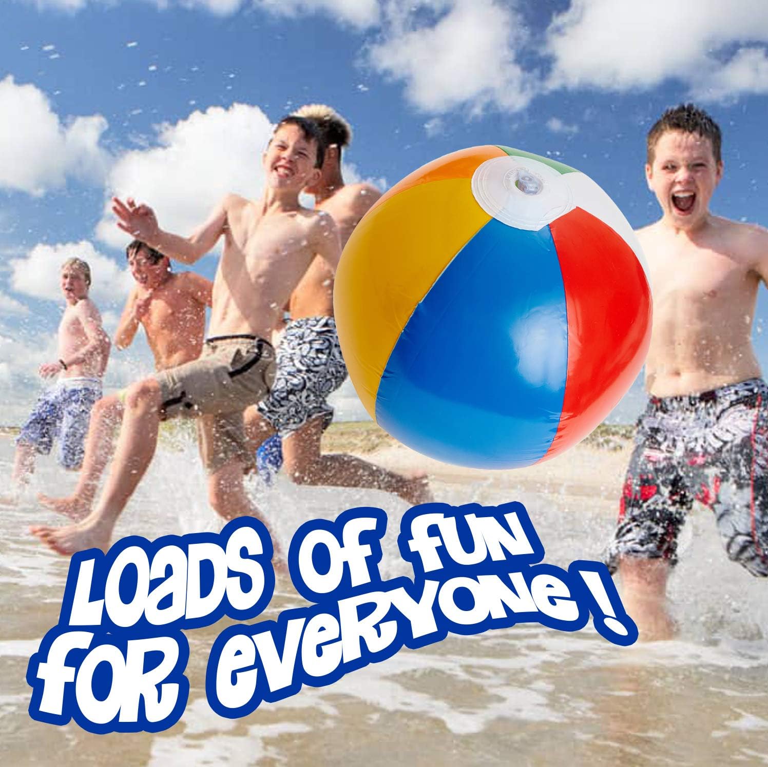 Kicko 6 Pack Inflatable Beach Balls - 12 Inch, Rainbow Colored - for Swimming Pools, Pool Party, Playing, Volleyball, Beach, Ocean, Kids, and Adults: Sports & Outdoors