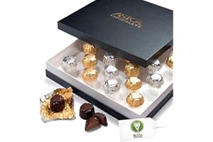Astor Chocolate Hazelnut Vegan Truffle Box, 18 piece Belgian Chocolate Gift Set, Gourmet Non Dairy Candy, Kosher Pareve Candy, Christmas Valentines Day Birthday Holidays, Prime Holiday Delivery Basket