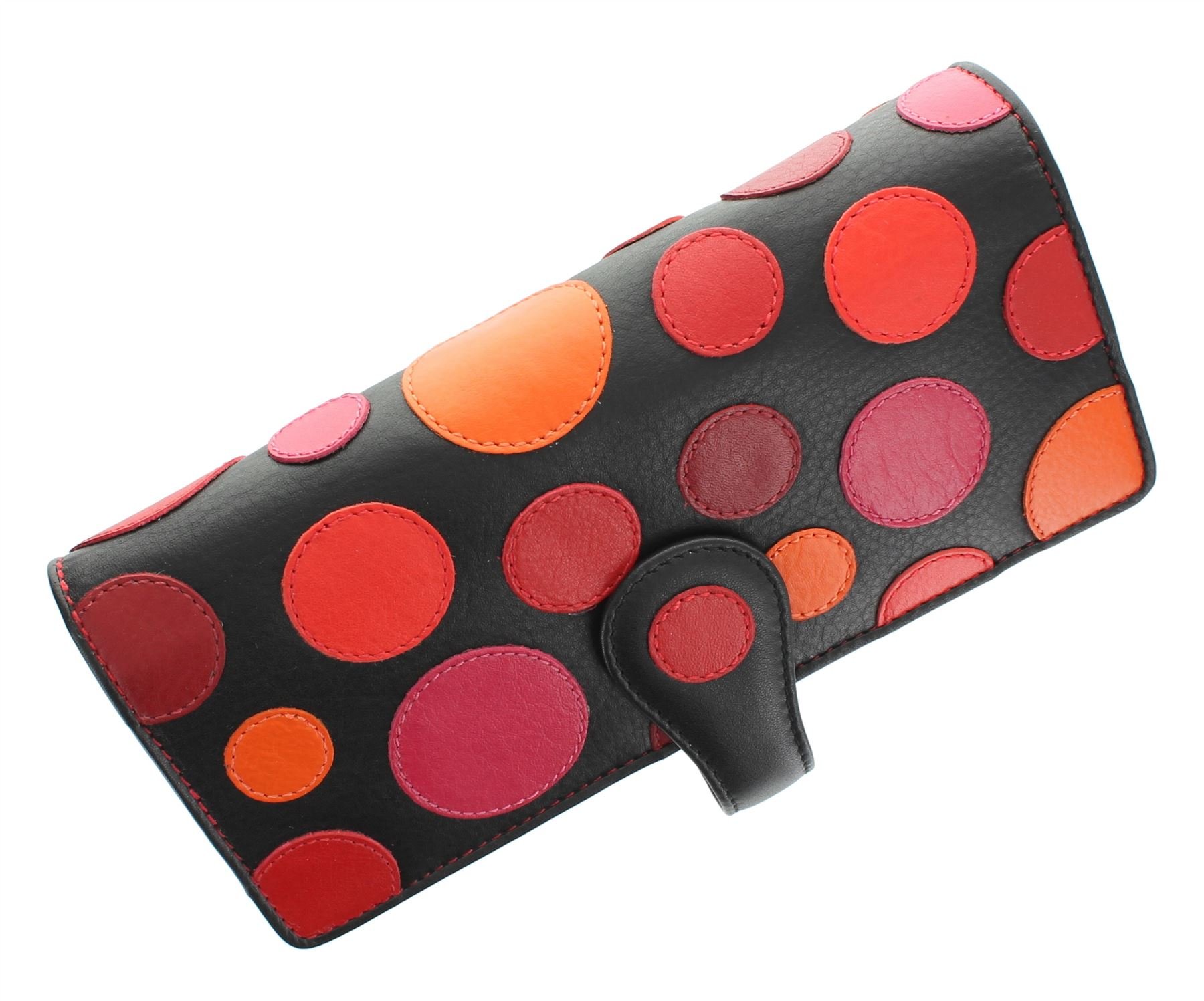 VISCONTI Polka Collection Neptune Ladies Leather Purse with Tab Closure RFID Blocking P2 Very Berry