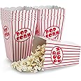 Kedudes Movie Night Popcorn Boxes for Party (20 pack) - Paper Snack Buckets - Movie Theme Party Decorations, Movie Party Favors, Container, Carnival and Cinema Night Supplies - Red/White, 6x4.25 In