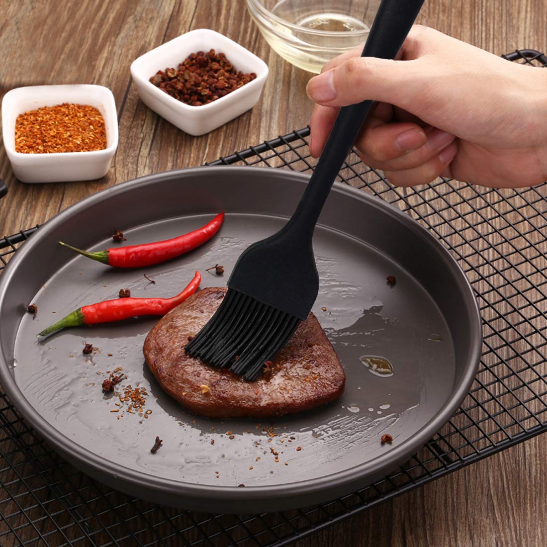 KKTOP Stainless Steel Silicone BBQ/Kitchen Tongs, Salad Tongs with Silicone Tips with Silicone Basting|Pastry Brush, Non-Stick, 9\