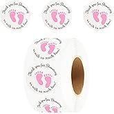 500pcs Thank You Baby Shower Stickers,1in Baby Shower Stickers (Girl)