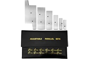 BOQNZN 3/8" - 2-1/4" Adjustable Precision Parallel Set, 6 Pair Carbon Steel Parallel Block Set Measurement for Layout Gaging Inspection Work Set Up