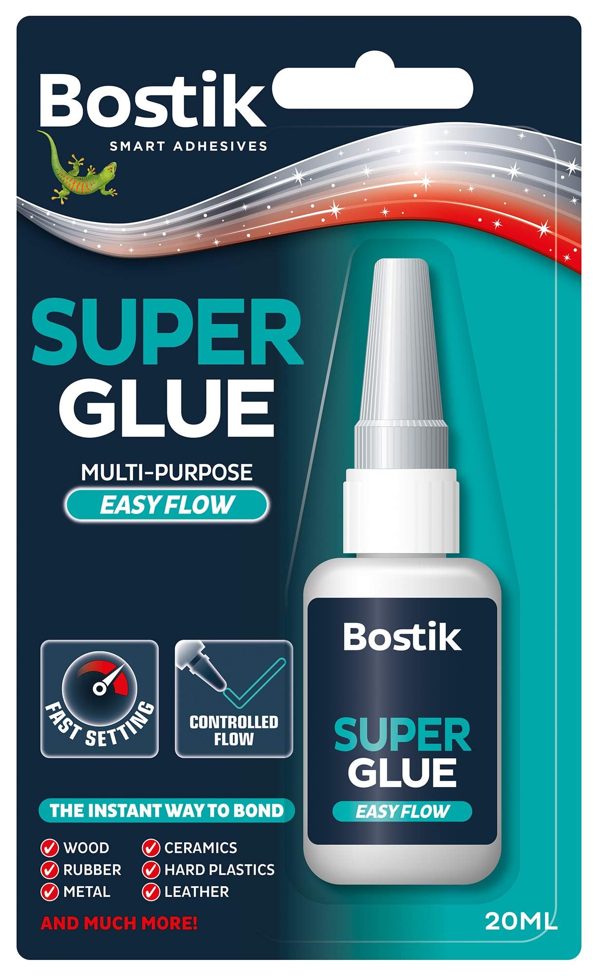 Bostik Super Glue Easy Flow Liquid 20ml – Ultra Strong, Fast-Setting Cyanoacrylate Adhesive for Wood, Metal, Plastic & More – Clear