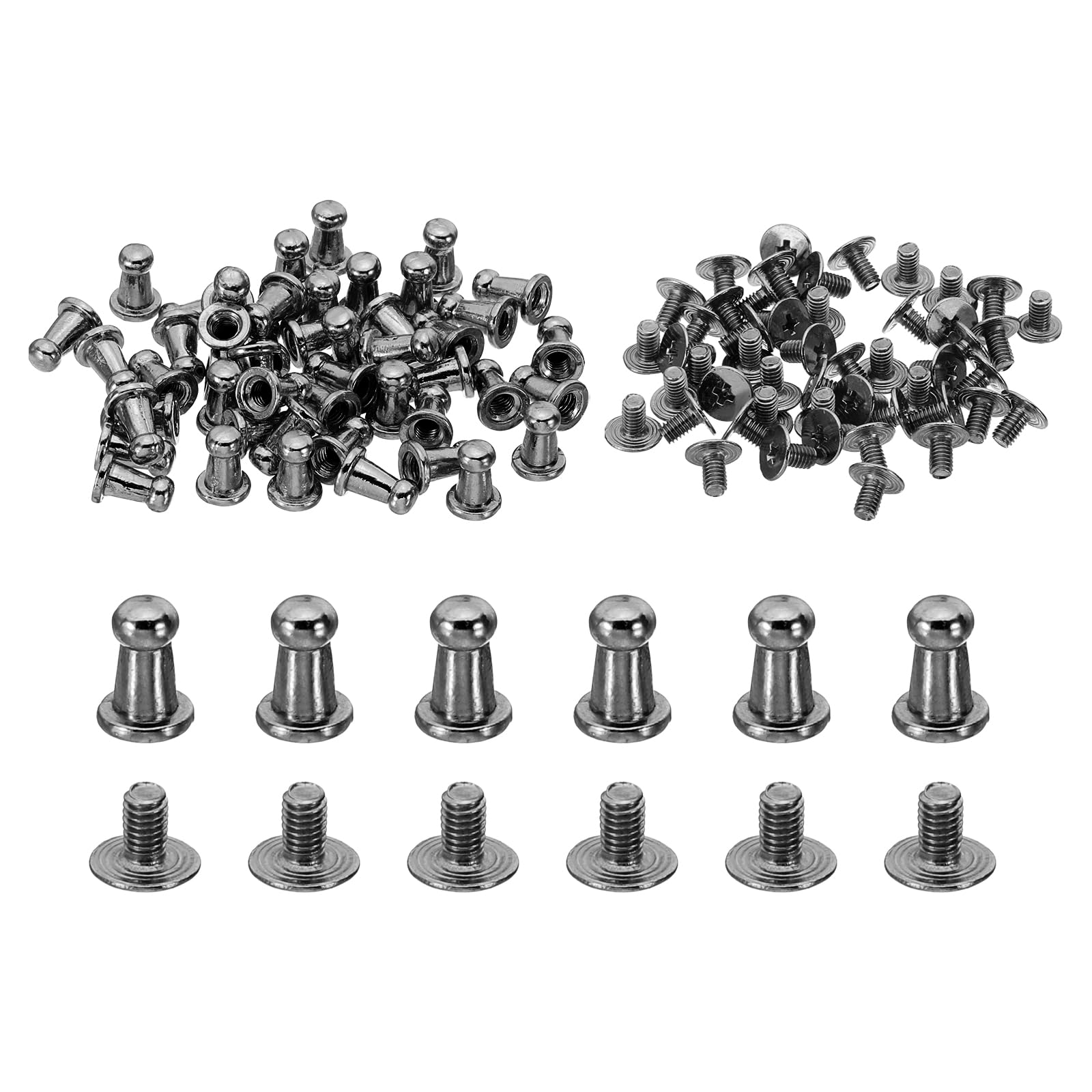 PATIKIL 4mm Leather Rivets, 100 Sets Round Button Head Studs Metal Screw Studs Posts Chicago Screws Rivet for Clothing Leather Crafts, Black