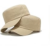 2 Pack Cadet Army Caps Cotton Military Style Patrol Hats Adjustable Veteran Flat Top Hat
