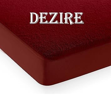 Dezire Terrycloth Elastic Fitted Waterproof Mattress Protector Bed Cover (Maroon, Queen, 72X 60-inch 6 By 5)