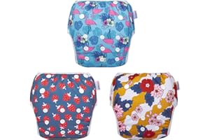 ALVABABY 3 Pack Swim Diapers, Baby/Toddler/Infant Snap Adjustable Reusable Swimming Diaper Baby Gift for Boy and Girl Small 3SWY40