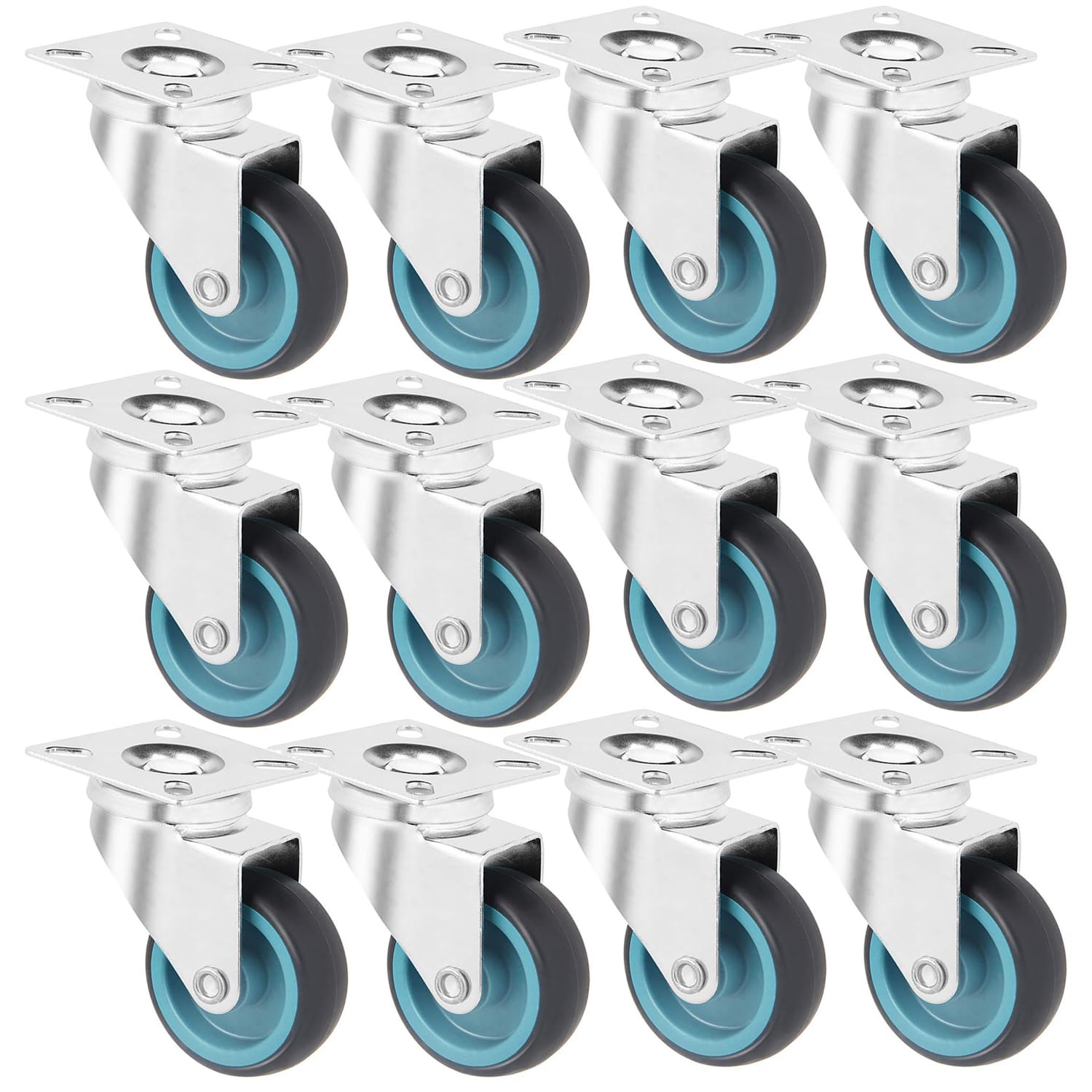 YeMI Castor Wheels 50mm Heavy Duty Swivel Transport Rollers Castors for Furniture 12 Pcs