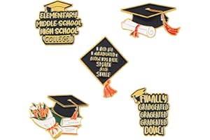 GILLNA Graduation Enamel Pins Set, Book Flower Graduation Cap and School Diploma Graduate enamel lapel pins for Student Black Letter Enamel Brooch Pin for Jackets Badges Accessories Gifts-All